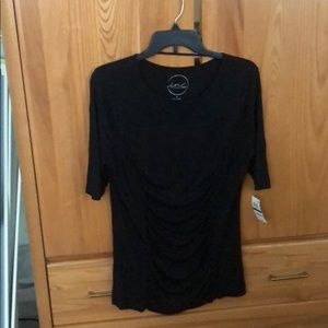 Black overhead short sleeve blouse